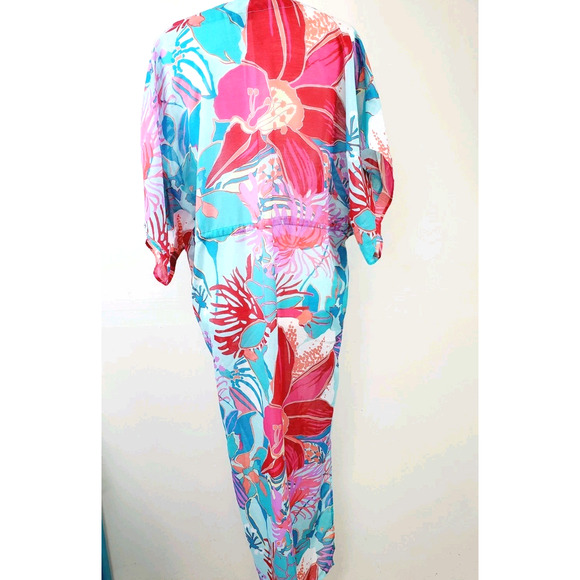 Talbots Womens Medium Maxi Dress Swim Cover-Up ResortWear Cruise Colorful Floral - Picture 5 of 9
